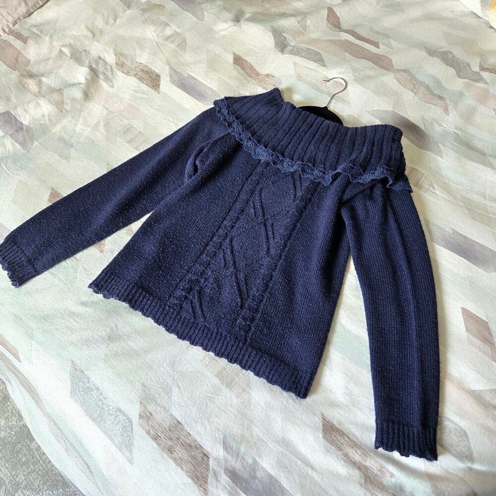 Axes Femme Navy Cable Knit Sweater